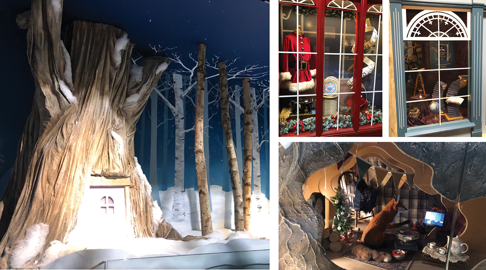 Bespoke fabric props and handcrafted set pieces for themed environments, including a winter woodland scene, festive window display, and immersive storytelling installation. Custom textile items for museums, amusement parks, and entertainment design.